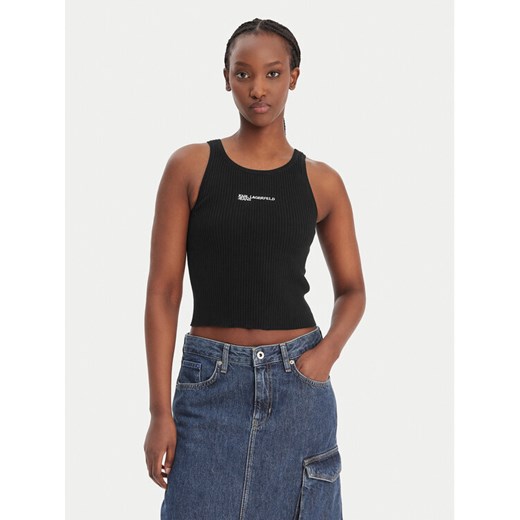 Karl Lagerfeld Jeans Top B1W18024 Czarny Slim Fit ze sklepu MODIVO w kategorii Bluzki damskie - zdjęcie 187989149