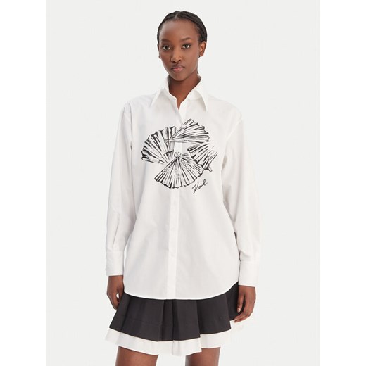 KARL LAGERFELD Koszula B1W11002 Biały Relaxed Fit ze sklepu MODIVO w kategorii Koszule damskie - zdjęcie 187989197