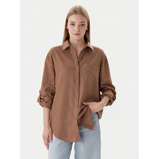 Calvin Klein Jeans Koszula LV044E195G Brązowy Regular Fit ze sklepu MODIVO w kategorii Koszule damskie - zdjęcie 187989378