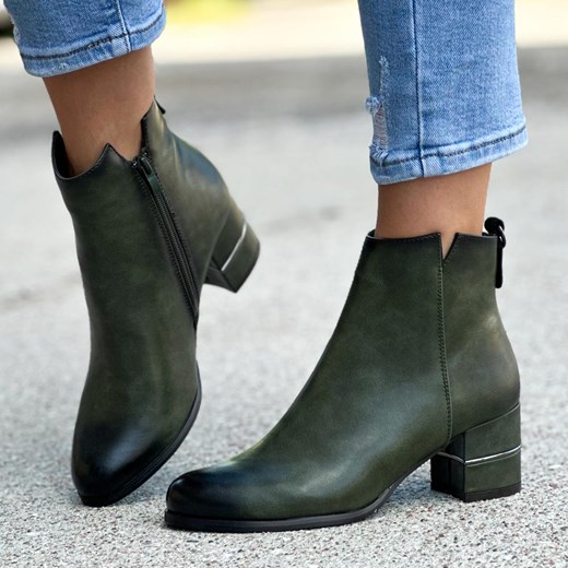 Zielone botki damskie na słupku M.Daszyński Sa125a-2 ze sklepu suzana.pl w kategorii Botki - zdjęcie 187990376