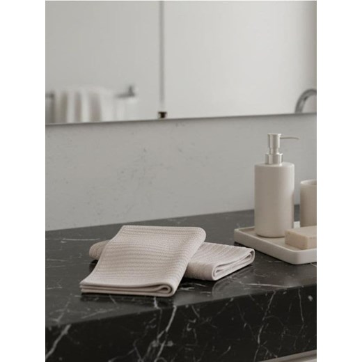 Sinsay - Zestaw bawełnianych ręczników o prążkowanej strukturze 2 pack - beżowy ze sklepu Sinsay w kategorii Ręczniki - zdjęcie 187992187