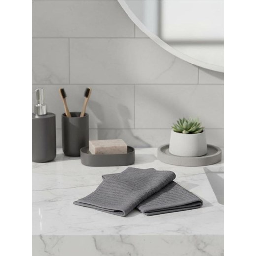Sinsay - Zestaw bawełnianych ręczników o prążkowanej strukturze 2 pack - szary ze sklepu Sinsay w kategorii Ręczniki - zdjęcie 187992189