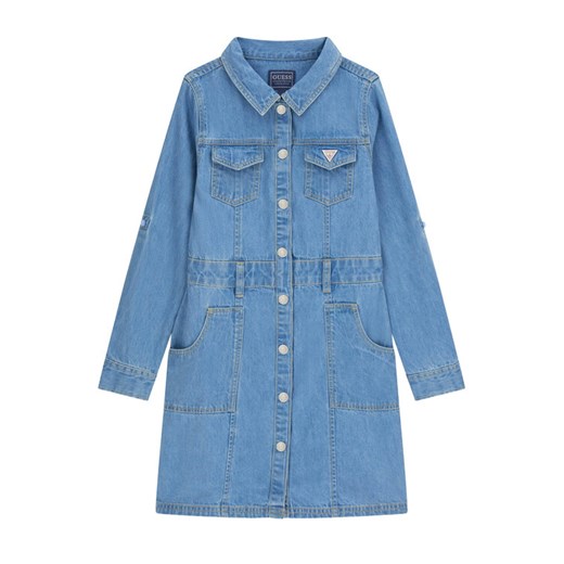 Guess Sukienka jeansowa J6RK32 D4EU0 Niebieski Regular Fit ze sklepu MODIVO w kategorii Sukienki dziewczęce - zdjęcie 187992656