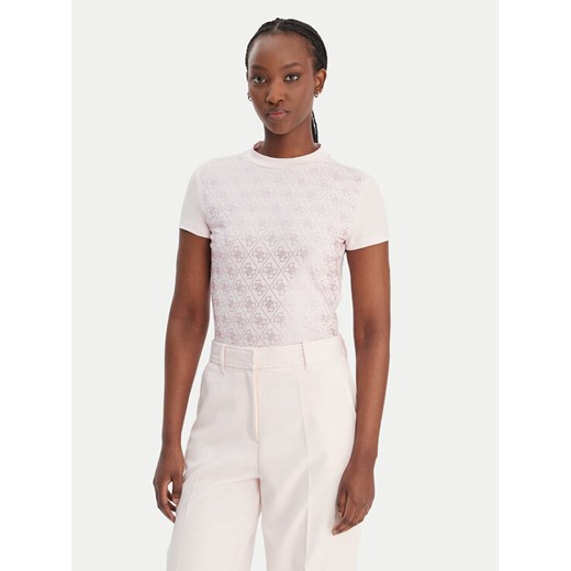 Guess T-Shirt W4BI26 J1314 Różowy Regular Fit ze sklepu MODIVO w kategorii Bluzki damskie - zdjęcie 187993879