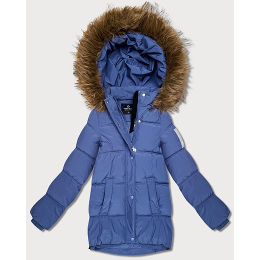 Kurtka puchowa z kapturem niebieska (KK60612) ze sklepu goodlookin.pl w kategorii Kurtki damskie - zdjęcie 187994386