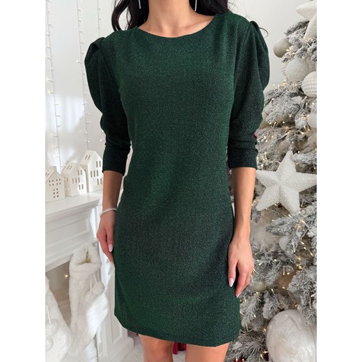 Zielona Prosta Połyskująca Sukienka ze sklepu ModnaKiecka.pl w kategorii Sukienki - zdjęcie 187995039