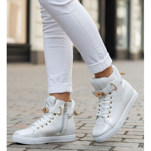 Srebrne trampki dziecięce na niskim koturnie/ E9-2 7521 S293/ ze sklepu Pantofelek24.pl w kategorii Trampki dziecięce - zdjęcie 187995575