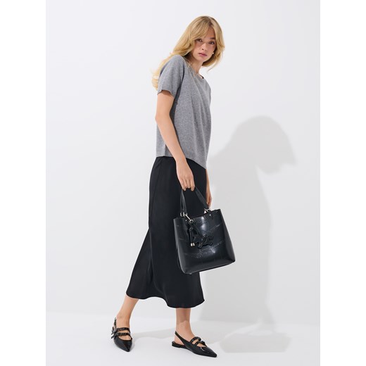 Mohito - Satynowa spódnica midi - czarny ze sklepu Mohito w kategorii Spódnice - zdjęcie 187999237