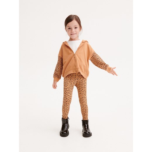 Reserved - Bawełniane legginsy w cętki - beżowy ze sklepu Reserved w kategorii Spodnie dziewczęce - zdjęcie 188000846