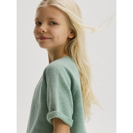 Reserved - Dzianinowy t-shirt - jasnozielony ze sklepu Reserved w kategorii Bluzki dziewczęce - zdjęcie 188000999