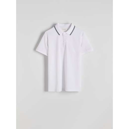 Reserved - Polo regular fit z merceryzowaną bawełną - biały ze sklepu Reserved w kategorii T-shirty męskie - zdjęcie 188001747