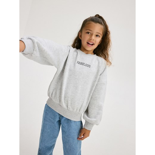 Reserved - Bluza z haftem - jasnoszary Reserved 122 (6-7 lat) Reserved okazja