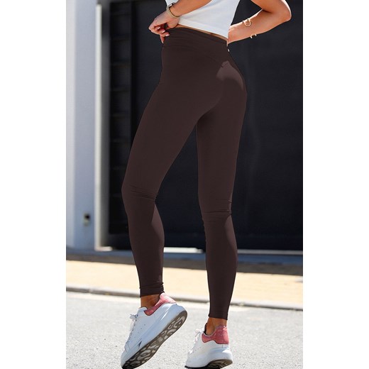 Czekoladowe wyszczuplające klasyczne legginsy push-up Naomar T29, Kolor czekoladowy, Rozmiar 34, Ivon ze sklepu Primodo w kategorii Spodnie damskie - zdjęcie 188004465