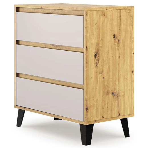 Komoda z 3 szufladami do sypialni dąb artisan + kaszmir G2-S61 ze sklepu Edinos.pl w kategorii Komody - zdjęcie 188004718