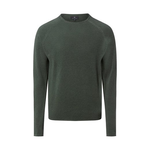 Nils Sundström Męski sweter z dzianiny Mężczyźni Bawełna trzcinowy marmurkowy ze sklepu vangraaf w kategorii Swetry męskie - zdjęcie 188006265