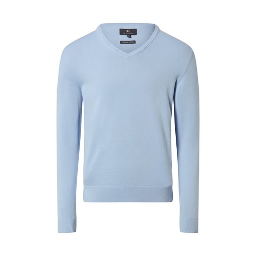 Nils Sundström Męski sweter z dzianiny Mężczyźni Bawełna jasnoniebieski jednolity ze sklepu vangraaf w kategorii Swetry męskie - zdjęcie 188006296