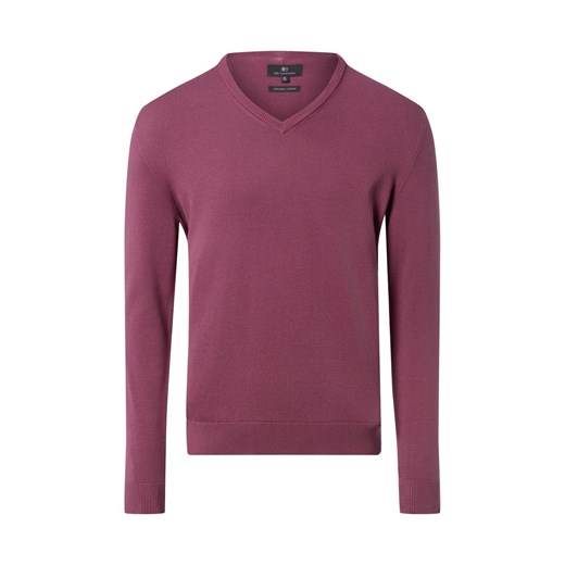 Nils Sundström Męski sweter z dzianiny Mężczyźni Bawełna lila jednolity ze sklepu vangraaf w kategorii Swetry męskie - zdjęcie 188006297