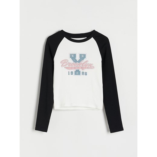 Reserved - Bawełniana bluzka z nadrukiem - czarny Reserved 122/128 (6-8 lat) okazja Reserved