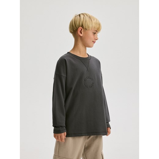 Reserved - Longsleeve oversize z grubszej dzianiny - ciemnoszary Reserved 128 (7-8 lat) Reserved promocja