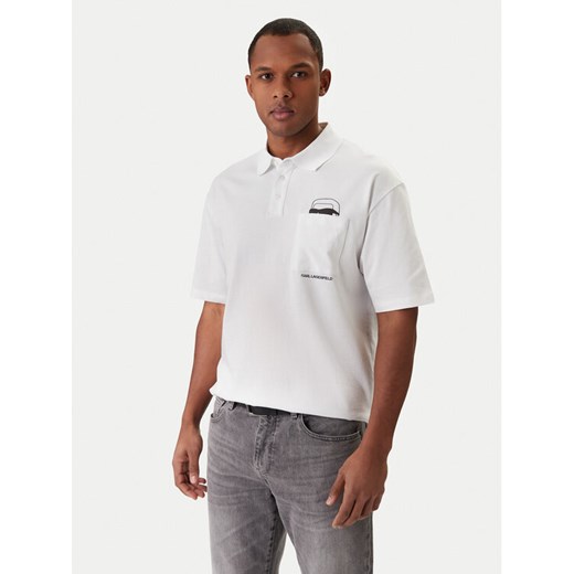 KARL LAGERFELD Polo 745127 561225 Biały Regular Fit ze sklepu MODIVO w kategorii T-shirty męskie - zdjęcie 188007707