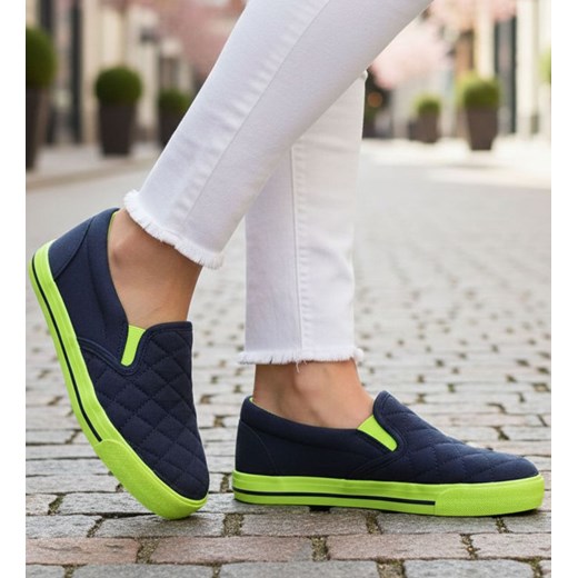 Granatowo zielone dziewczęce tenisówki /D6-3 15901 T079/ ze sklepu Pantofelek24.pl w kategorii Trampki dziecięce - zdjęcie 188010155