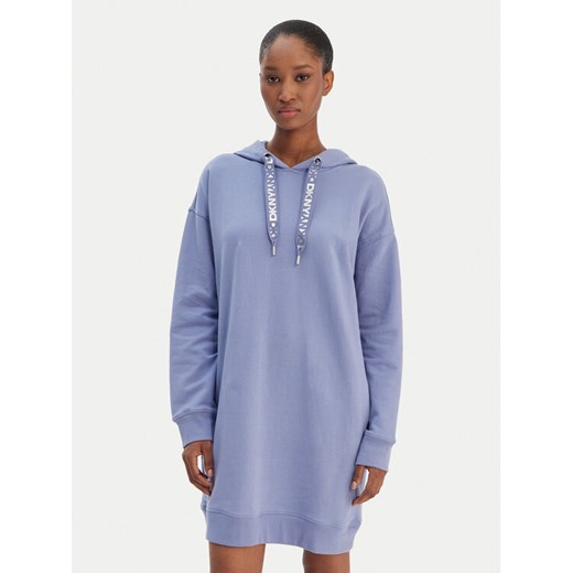 DKNY Sukienka dzianinowa DP6D4914 Niebieski Regular Fit ze sklepu MODIVO w kategorii Sukienki - zdjęcie 188013216