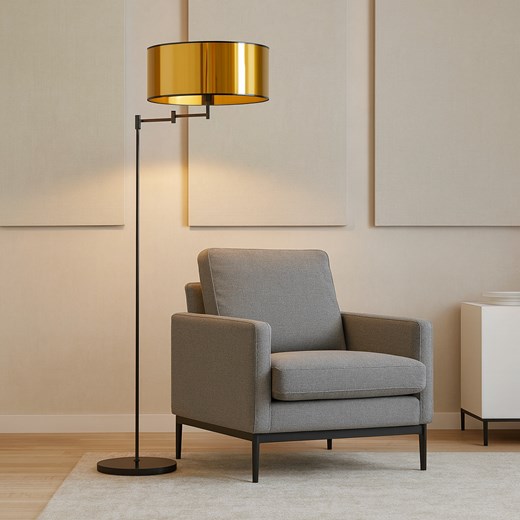 Czarno-złota lampa stojąca w stylu glamour CANCUN MIRROR ze sklepu Lysne w kategorii Lampy podłogowe - zdjęcie 188016975