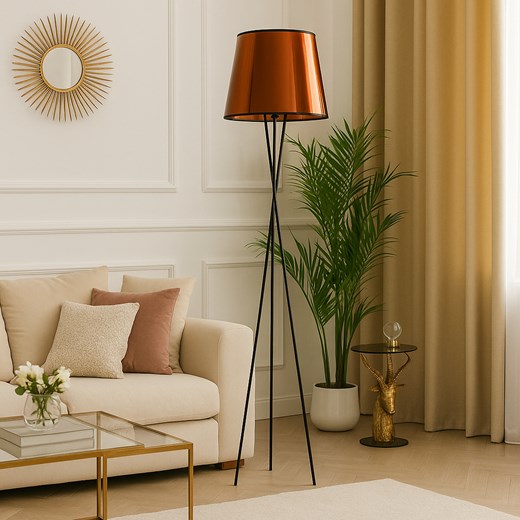 Czarna lampa stojąca na trójnogu w stylu loftowym TOKIO MIRROR ze sklepu Lysne w kategorii Lampy podłogowe - zdjęcie 188017008