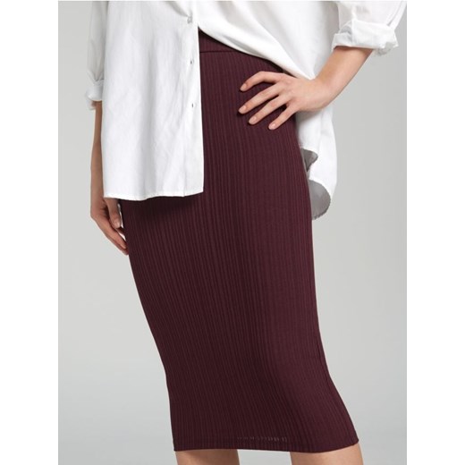 Sinsay - Prążkowana spódnica midi - czerwony Sinsay L Sinsay promocyjna cena