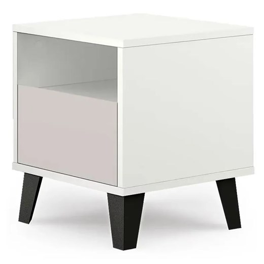 Skandynawski stolik nocny z szufladą biały + kaszmir W0-P34 ze sklepu Edinos.pl w kategorii Stoliki i szafki nocne - zdjęcie 188018066