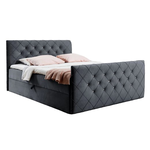 Ciemnoszare tapicerowane łóżko 5 rozmiarów N2-M16 ze sklepu Edinos.pl w kategorii Łóżka i materace - zdjęcie 188018078