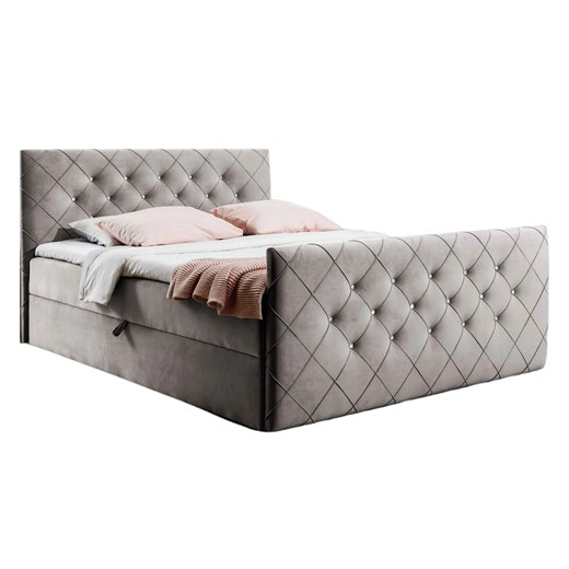 Szaro-beżowe welurowe łóżko kontynentalne 5 rozmiarów W3-Z01 ze sklepu Edinos.pl w kategorii Łóżka i materace - zdjęcie 188018088