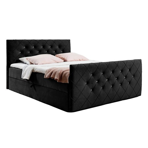 Czarne pikowane łóżko kontynentalne 5 rozmiarów A9-G00 ze sklepu Edinos.pl w kategorii Łóżka i materace - zdjęcie 188018117