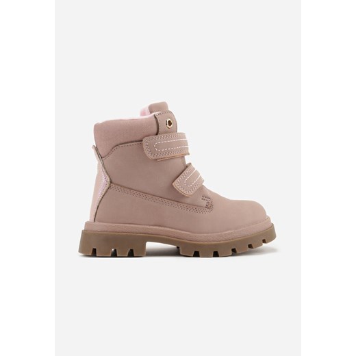 Różowe Botki Traperki Vices na Rzep Nelusela ze sklepu born2be.pl w kategorii Buty zimowe dziecięce - zdjęcie 188023419