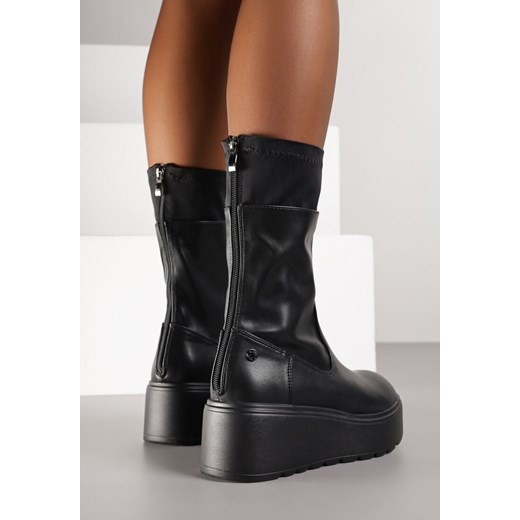 Czarne Botki na Platformie Vices Typu Grunge Anerriva 41 born2be.pl