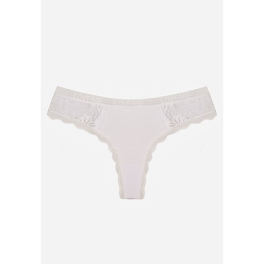 Białe Majtki Stringi Ozdobione Koronką z Bawełną Meniliphis ze sklepu renee.pl w kategorii Majtki damskie - zdjęcie 188025409