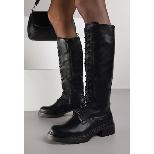 Czarne Kozaki Typu Workery Rhaethe ze sklepu renee.pl w kategorii Kozaki damskie - zdjęcie 188025528