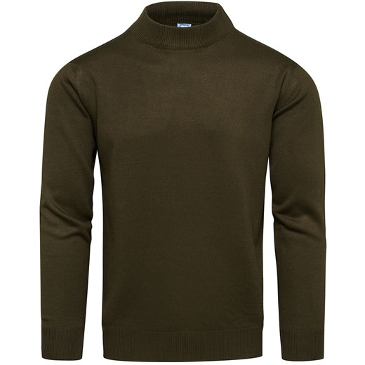 Sweter męski półgolf khaki basic Recea ze sklepu Recea.pl w kategorii Swetry męskie - zdjęcie 188032438
