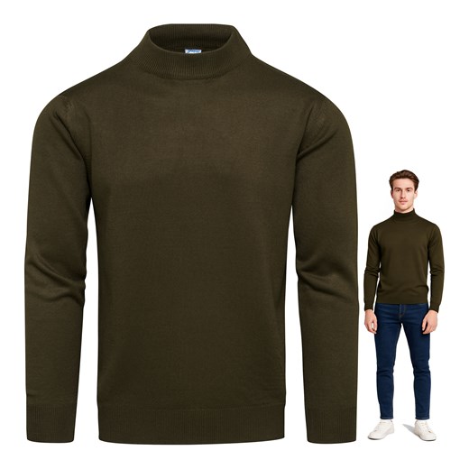 Sweter męski półgolf khaki basic Recea Recea M Recea.pl