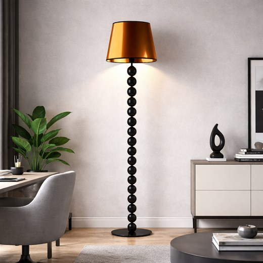 Nowoczesna lampa podłogowa z kulkami BANGKOK MIRROR czarno-miedziana ze sklepu Lysne w kategorii Lampy podłogowe - zdjęcie 188032729
