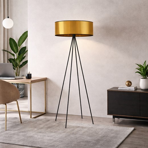 Czarno-złota lampa stojąca do biura w stylu glamour IBIZA MIRROR ze sklepu Lysne w kategorii Lampy podłogowe - zdjęcie 188032745