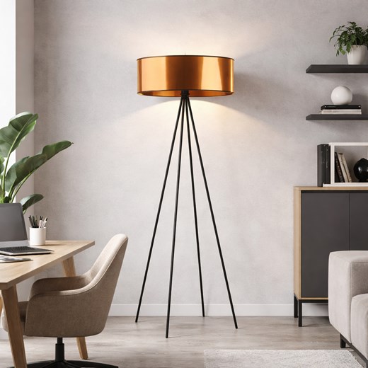 Czarna lampa stojąca na 4 nogach do salonu IBIZA MIRROR w stylu loftowym ze sklepu Lysne w kategorii Lampy podłogowe - zdjęcie 188032747