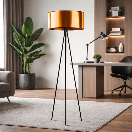 Lampa stojąca trójnóg czarna miedziana SEWILLA MIRROR ze sklepu Lysne w kategorii Lampy podłogowe - zdjęcie 188032755