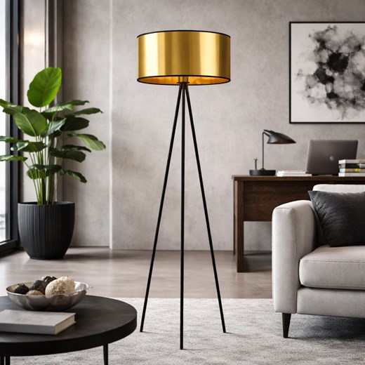 Złota lampa podłogowa na trójnogu SEWILLA MIRROR ze sklepu Lysne w kategorii Lampy podłogowe - zdjęcie 188032757