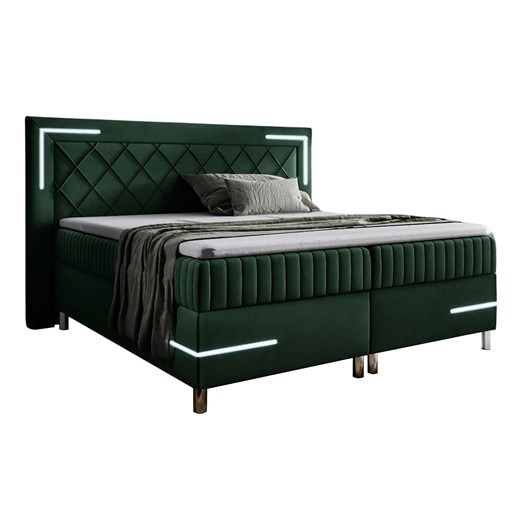 Zielone pikowane łóżko kontynentalne 5 rozmiarów H0-N73 ze sklepu Edinos.pl w kategorii Łóżka i materace - zdjęcie 188034349