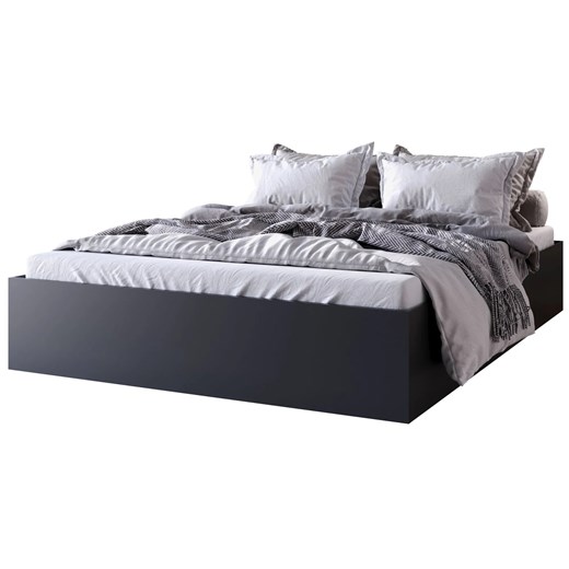 Minimalistyczne czarne łóżko z materacem 140x200 N9-S37 ze sklepu Edinos.pl w kategorii Łóżka i materace - zdjęcie 188034369