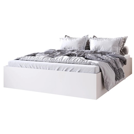 Białe łóżko dwuosobowe z materacem 160x200 W1-N09 ze sklepu Edinos.pl w kategorii Łóżka i materace - zdjęcie 188034379