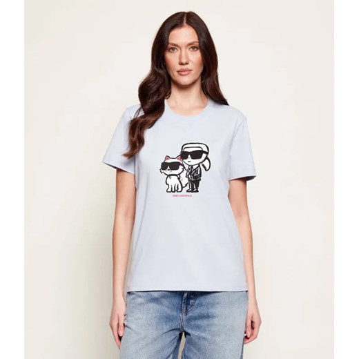 Karl Lagerfeld T-shirt IKON SKETCH DUO | Regular Fit ze sklepu Gomez Fashion Store w kategorii Bluzki damskie - zdjęcie 188034645