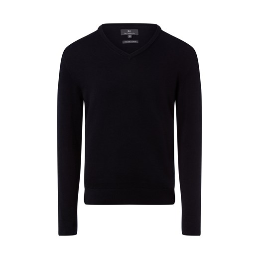 Nils Sundström Męski sweter z dzianiny Mężczyźni Bawełna granatowy jednolity ze sklepu vangraaf w kategorii Swetry męskie - zdjęcie 188035767