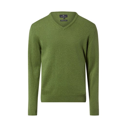 Nils Sundström Męski sweter z dzianiny Mężczyźni Bawełna groszkowy jednolity ze sklepu vangraaf w kategorii Swetry męskie - zdjęcie 188035777